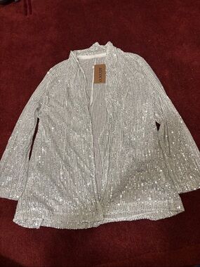 Utcoco sequin Open-Front Cardigan - Silver